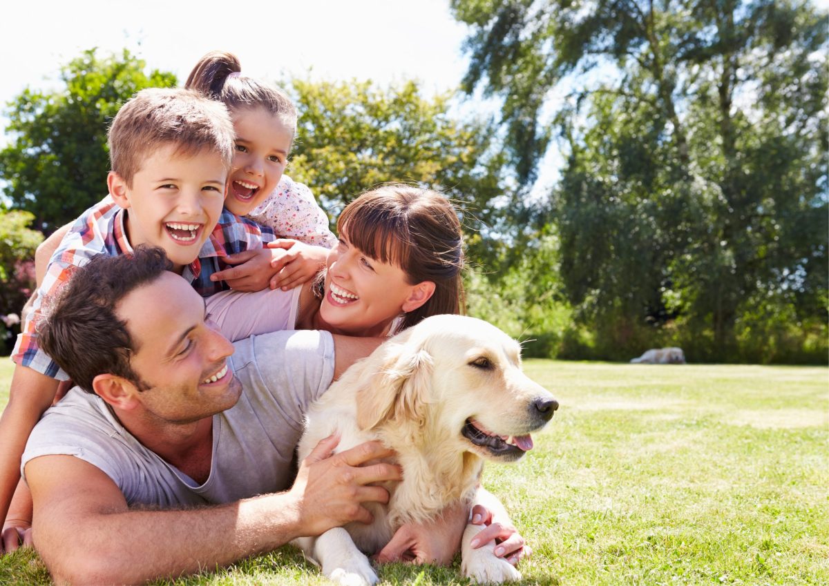 Family enjoys staying in a holiday home with their dog