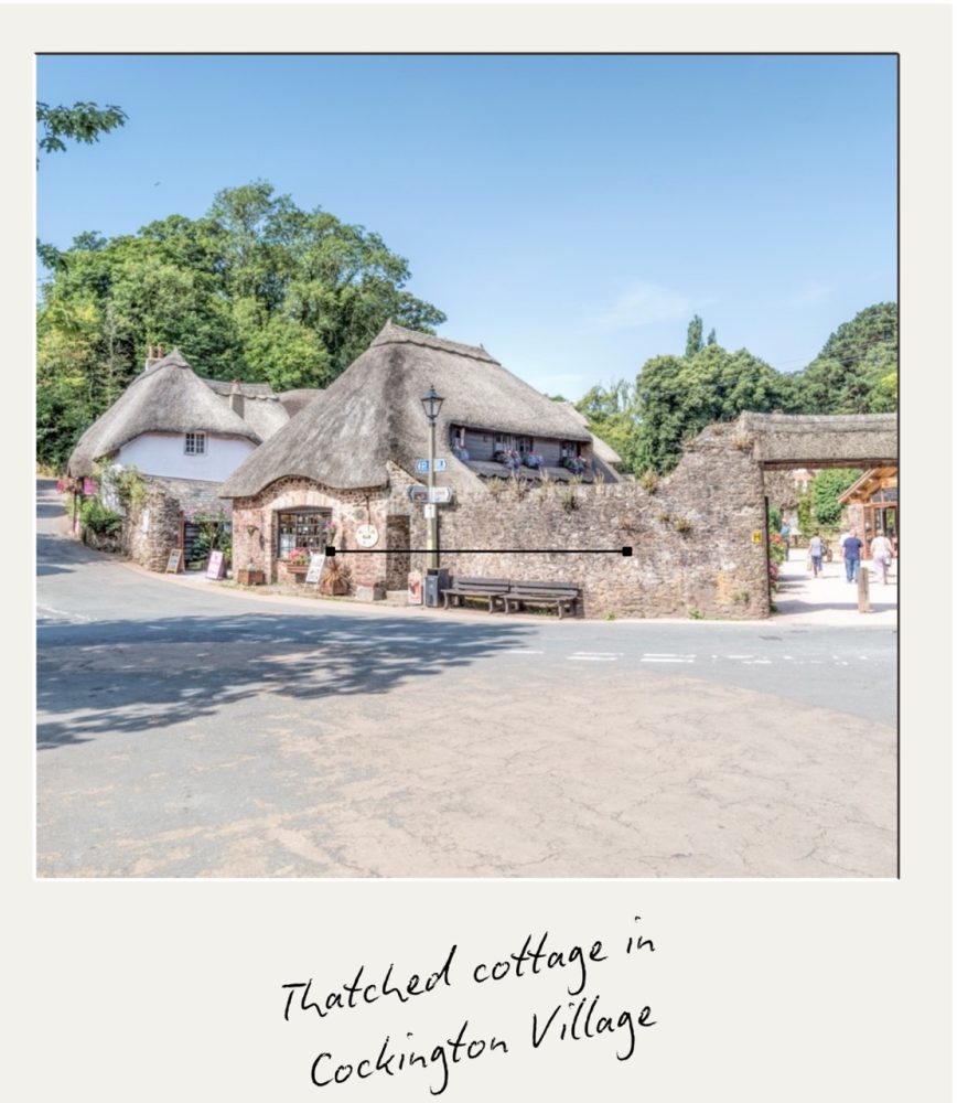 Thatched cottages in Cockington Village, South Devon