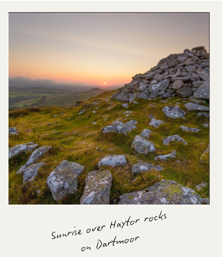 Sunrise over Haytor rocks on Dartmoor National Park
