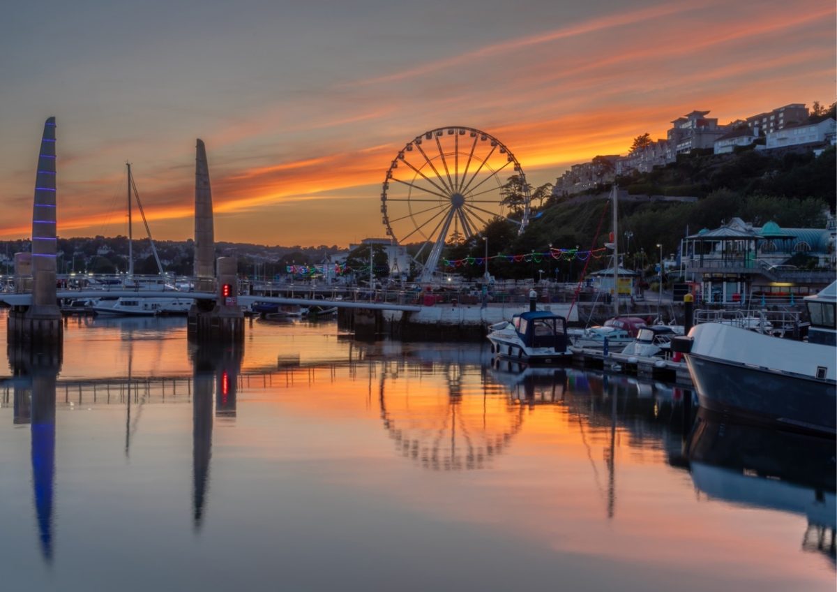 Autumnal sky over Torquay harbour