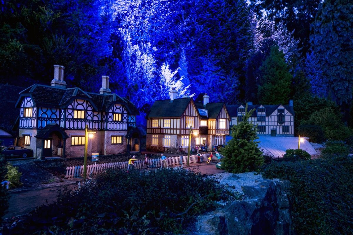 Babbacombe Model Village lit up for Halloween