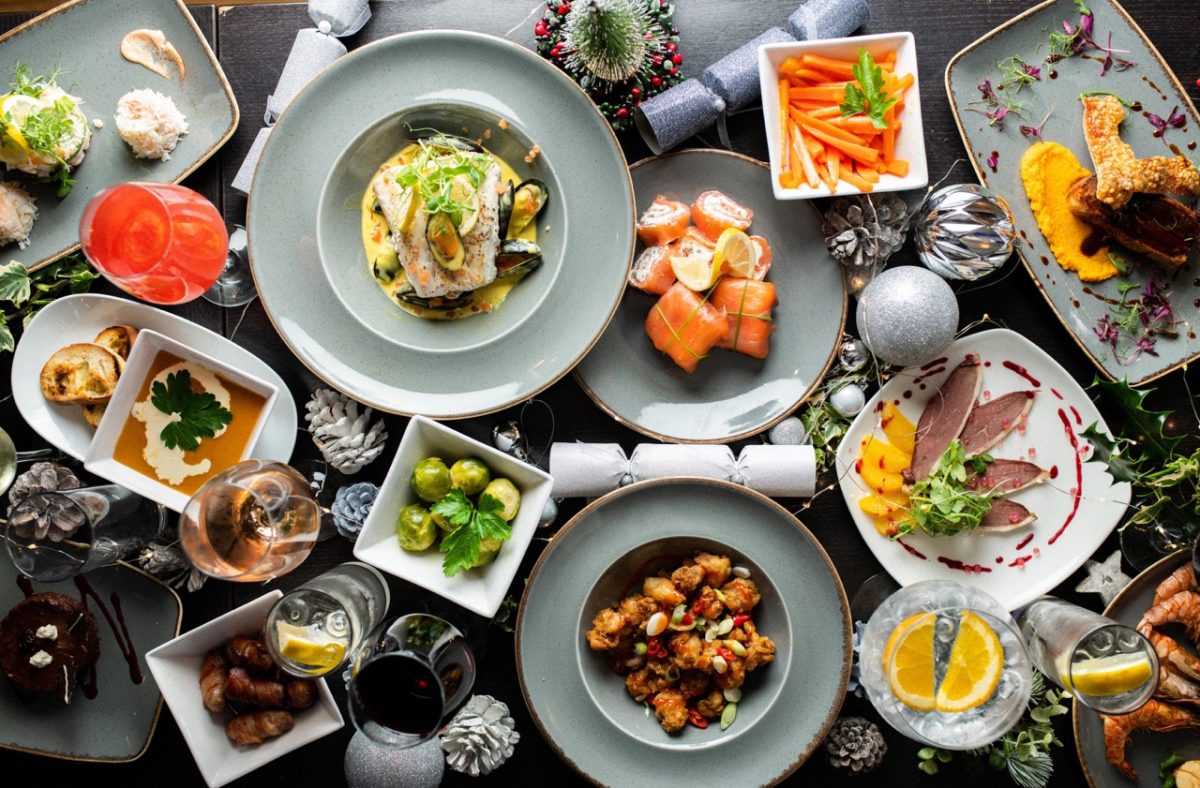 A Christmas feast laid out in a local South Devon restaurant
