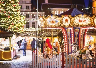 A traditional carousel at a South Devon Christmas market