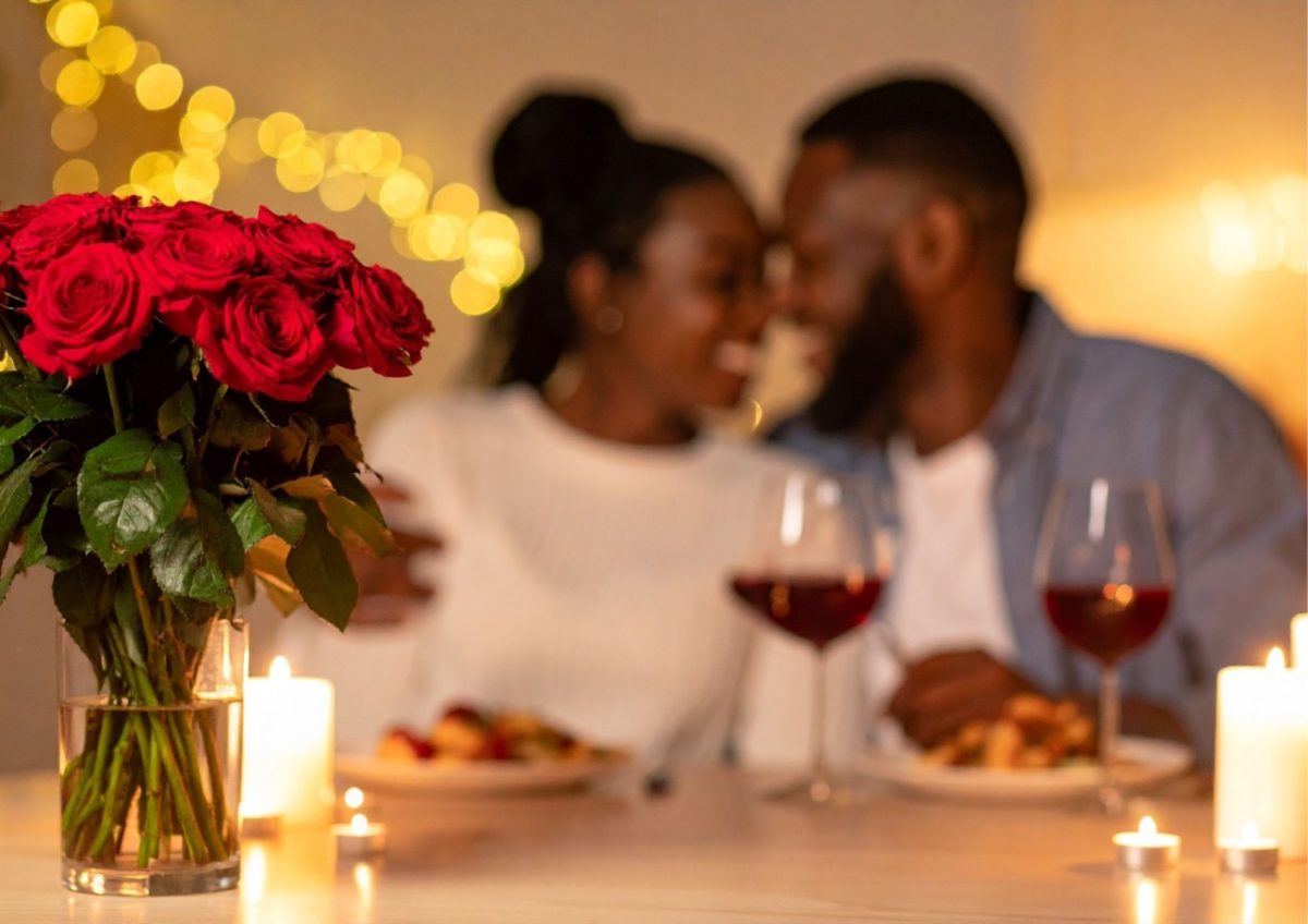 A couple enjoying a romantic meal in South Devon
