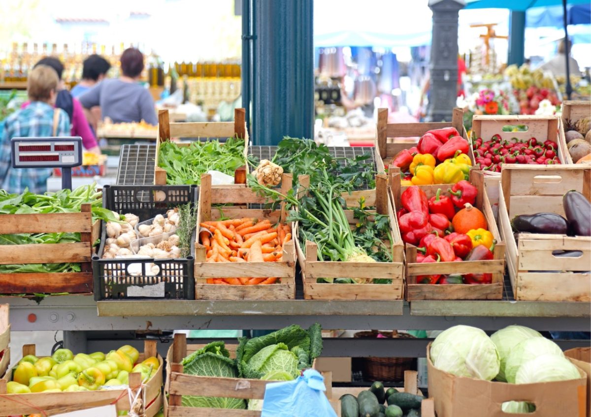 Fresh vegetables at a South Devon farmer's market